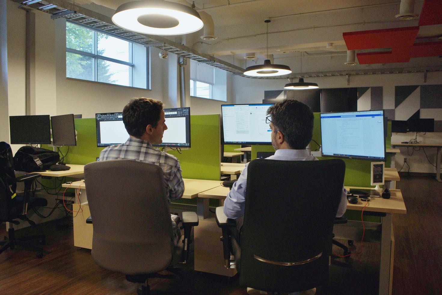 Two people in computing lab