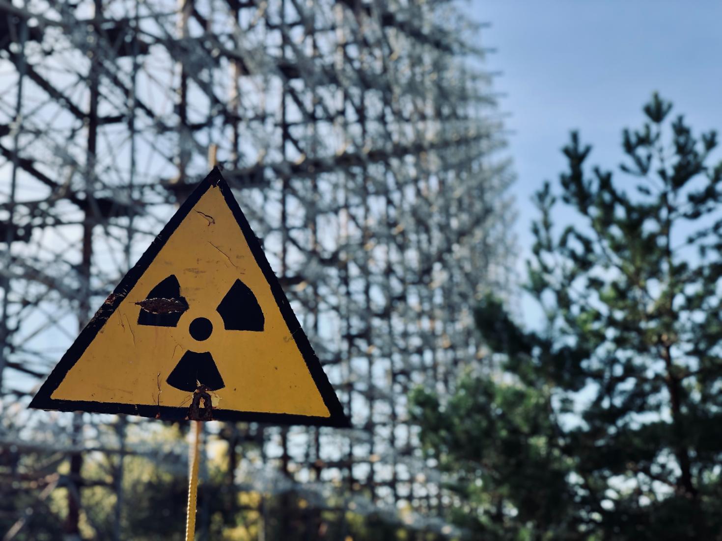 Radiation sign outside.