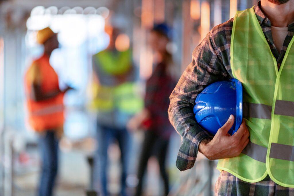 construction workers with safety equipement