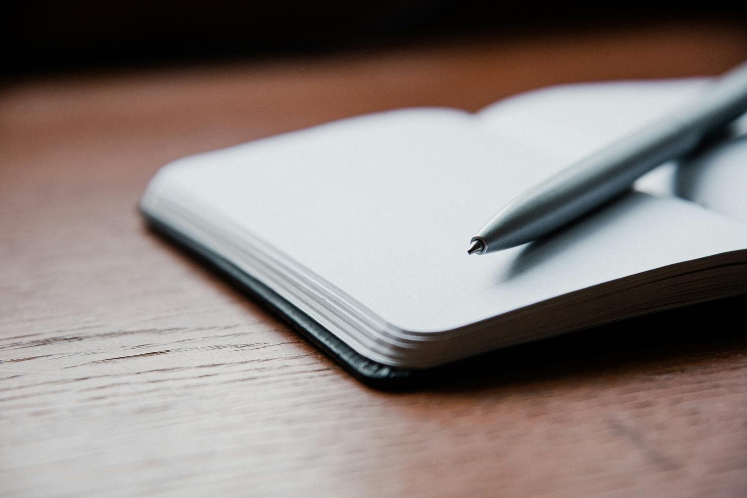 notebook and a pen