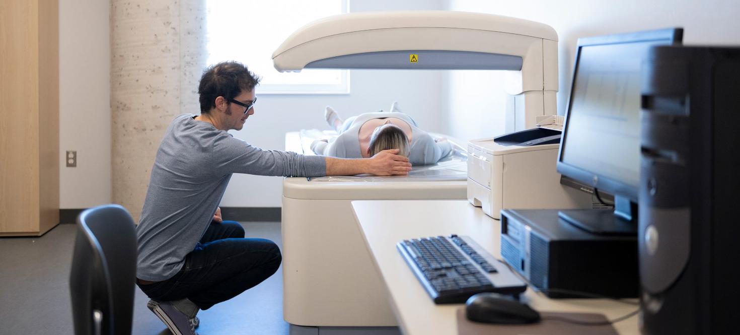 Research study participant undergoing a scan