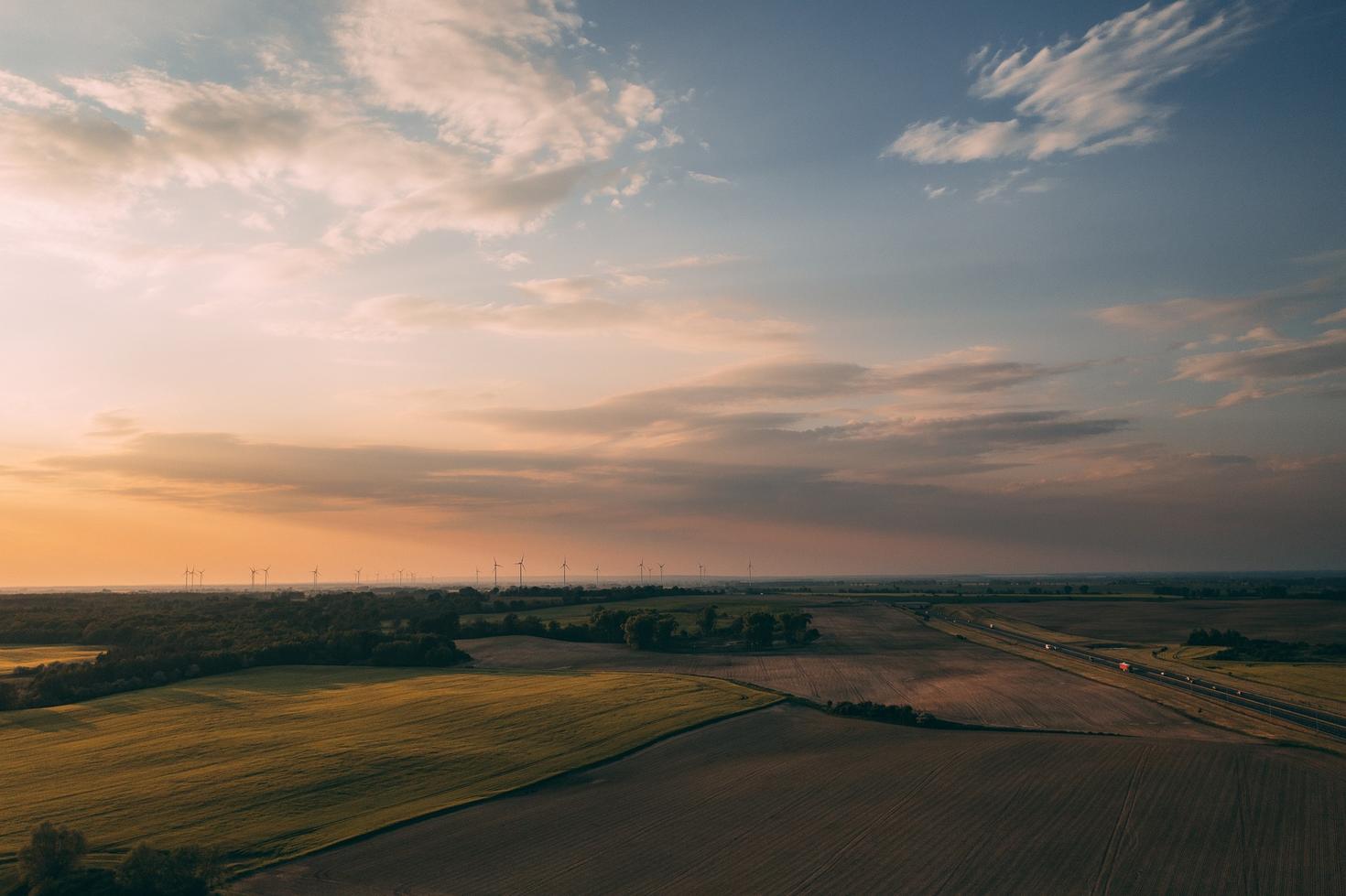 Sunset over fields